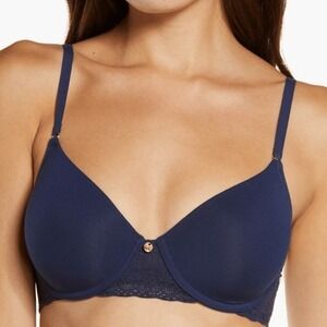 Natori Bliss Perfection Underwire Contour Tee Shirt Bra,‎ Navy, Size 36C, NWT